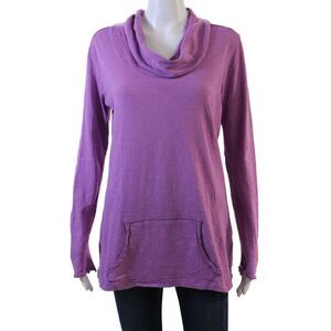 Lucy Womens Tunic Sweatshirt Purple Turtleneck Long Sleeve 100% Cotton Size S